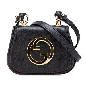 GUCCI Authentic Black Leather Shoulder Bag